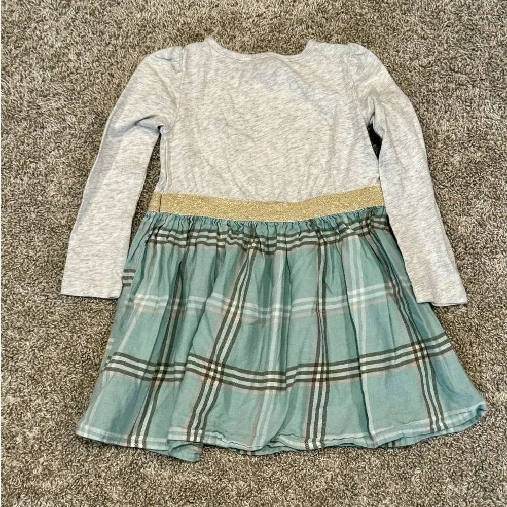 Carter’s Toddler Plaid Skirt Dress Gold Sparkle long sleeve Dress Size 3T - Picture 3 of 9